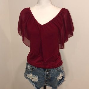 Maroon v neck blouse